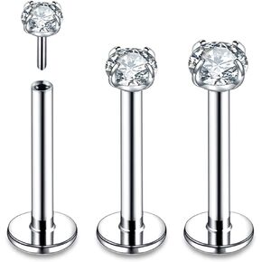 16G Threadless CZ Titanium Cartilage Earring Lip Rings Monroe Helix Conch Tragus Piercing Jewelry Medusa Labret Jewelry