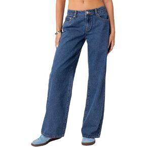 Women Y2k Low Rise Baggy Jeans Vintage Boyfriend Loose Fit Straight Wide Leg Jeans Casual Long Denim Pants