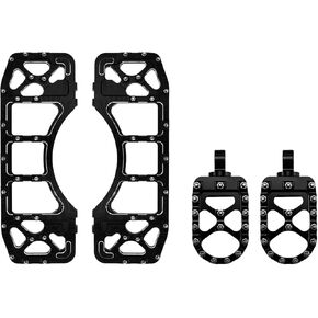 Motorcycle Floorboards Offroad Driver Passenger Foot Pegs MX Style Floorboards Set Fit for Harley Touring Electra Glide Road Glide Road King Street Glide 2 Pairs (Color:Black)