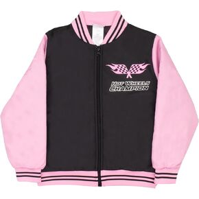 Isaac Morris Limited Hot Wheels Girls Bomber Jacket with Race Car Graphic Design Zip Up Varsity Jacket for Big Kids and Teens