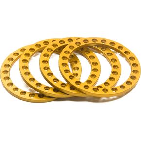 RCLIONS 4pcs Aluminum Replacement Wheel Rim Beadlock Ring for 1:10 RC Crawler Car 1.9" RC Wheels/Rims (Gold)