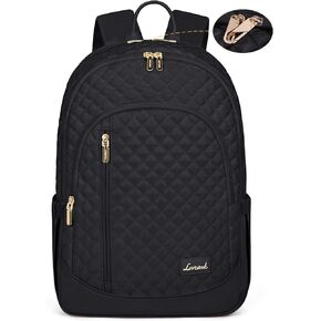 LOVEVOOK Laptop Backpack for Women, 15.6 Inch Anti Theft Computer Bag, Large Capacity Travel Backpacks, Work College Commute Backpack, Lightweight Quilted Bags Purse for Women Nurse Teacher, Black