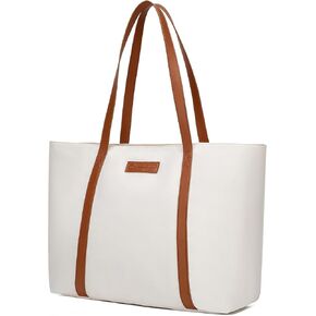 حقيبة كمبيوتر محمول للنساء خفيفة الوزن من BUG للعمل، حقيبة يد كاجوال للسفر والشاطئ والكلية والمدرسين باللون البيج in Kuwait