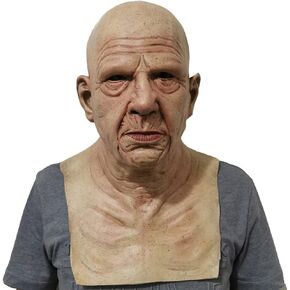 Halloween Realistic Old Man Latex Masks Wrinkle Face Bald Man Horror Masquerade Cosplay Costume Props Adult