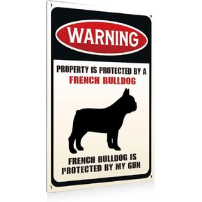 Aluminium plate 750 Funny Dog Aluminium Plate Signs Property is Protected By A French Bulldog Decorative Signs Plaques for Home Decor Gifts to Indoor and Outdoor Use Gifts for Dog Lover