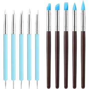 Wanmu 10Pcs Clay Sculpting Tool, Silicone Tools for Sculpting Pottery and Polymer, Modeling Dotting Tool for Adults, Kids, Pottery Craft, Baking, Carving, Drawing, Dotting, Molding, Modeling, Shaping