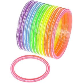 The Dreidel Company Neon Coil Spring Bracelet, 4" Circle Shaped Coils, Neon Colors Magic Spring Toy, Party Favor for Kids, Girls, Boys (12-Pack)