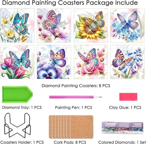 Square Diamond Art Coasters Set of 8 with Holder Sunflower Diamond Painting Coasters Kits for Adults Cork Pads DIY Diamond Coaster for Adults Diamond Art Coasters Kits in Kuwait