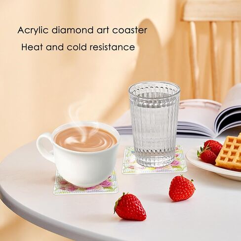 Square Diamond Art Coasters Set of 8 with Holder Sunflower Diamond Painting Coasters Kits for Adults Cork Pads DIY Diamond Coaster for Adults Diamond Art Coasters Kits in Kuwait