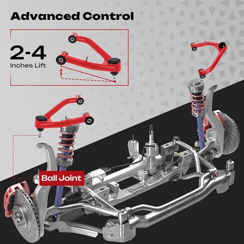 Front Upper Control Arms for 2007-2018 Chevy Silverado 1500, 2-4" Lift Adjustable Control Arm with Ball Joint, AUSUM MOTOR Suspension Control Arm Kit OEM Replacement (2PCS) Red in Saudi Arabia