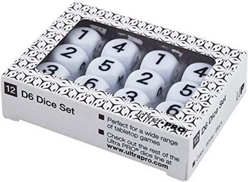 Ultra Pro 12-Set D6 White Dice with Black Large Numbering, White with Black in Saudi Arabia