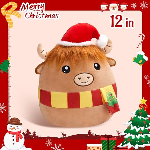 WEWILL 12 ''عيد الميلاد المرتفعات البقرة لينة وسائد فخمة عيد الميلاد المرتفعات البقرة محشوة الحيوان هدايا للطفل أطفال بنين الفتيات in Kuwait