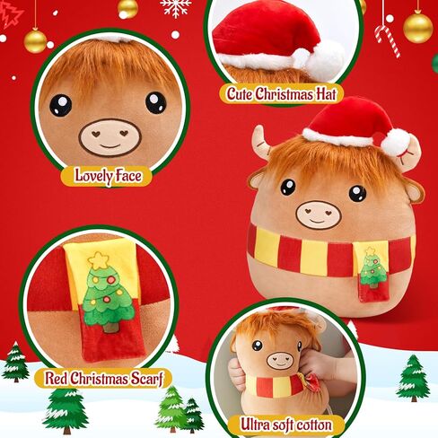 WEWILL 12 ''عيد الميلاد المرتفعات البقرة لينة وسائد فخمة عيد الميلاد المرتفعات البقرة محشوة الحيوان هدايا للطفل أطفال بنين الفتيات in Kuwait