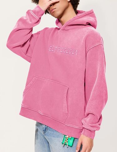 Aelfric Eden Mens Hoodies Oversized Vintage Acid Wash Hoodie Heavyweight Cotton Fleece Hoodies Hooded Sweatshirt Streetwear in Saudi Arabia