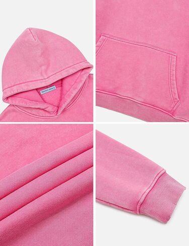 Aelfric Eden Mens Hoodies Oversized Vintage Acid Wash Hoodie Heavyweight Cotton Fleece Hoodies Hooded Sweatshirt Streetwear in Saudi Arabia