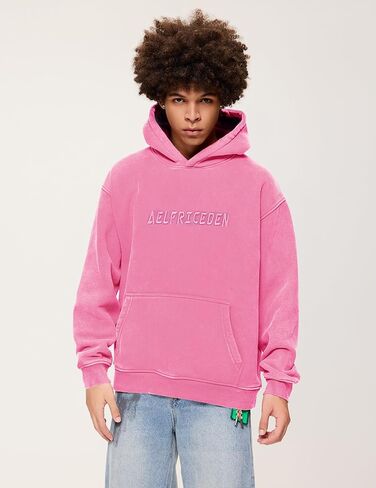 Aelfric Eden Mens Hoodies Oversized Vintage Acid Wash Hoodie Heavyweight Cotton Fleece Hoodies Hooded Sweatshirt Streetwear in Saudi Arabia