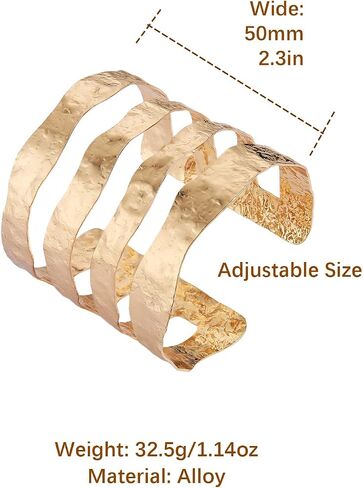 HZMAN Cuff Bracelets for Women Wide Bangle Bracelet Adjustable Open Wrist Cuff Bracelet Jewelry Gift in Saudi Arabia