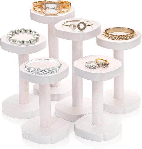 ZEAYEA 6 قطع حامل تصوير مجوهرات، حامل عرض مجوهرات خشبي، حامل عرض قاعدة عرض للمنزل، المتاجر، حامل عرض البيع بالتجزئة لعرض وتصوير ساعة المجوهرات in Kuwait