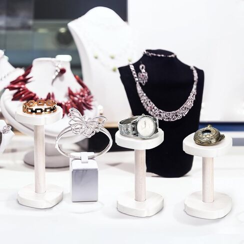 ZEAYEA 6 قطع حامل تصوير مجوهرات، حامل عرض مجوهرات خشبي، حامل عرض قاعدة عرض للمنزل، المتاجر، حامل عرض البيع بالتجزئة لعرض وتصوير ساعة المجوهرات in Kuwait