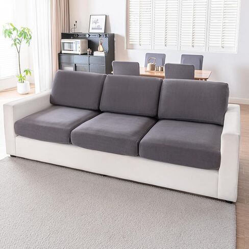 أغطية وسائد الأريكة أغطية وسائد أريكة من نسيج Dralon أكثر سمكًا ونعومة، أغطية مقاعد أريكة كبيرة قابلة للتمدد للغاية أغطية أريكة للأريكة المقسمة (3 قطع، رمادي) in Kuwait