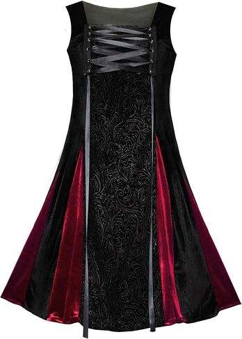 Victorian Steampunk Gothic Renaissance Velvet Women's Dress with Corset Lacing in Saudi Arabia