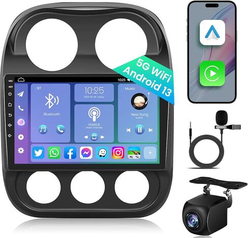 راديو سيارة Android 11 2G+32G لسيارة Jeep Patriot Compass 2010-2016، شاشة لمس IPS 1280x800 10.1 بوصة مع Carplay لاسلكي وAndroid Auto، مع GPS 5.0 Bluetooth SWC WiFi DSP لراديو Jeep Patriot in Kuwait