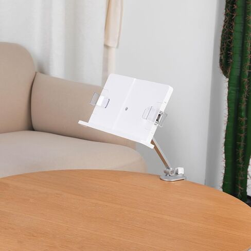 YOKIVE Book Stand for Reading, Adjustable Holder with 360° Rotating Arm & Page Clips, Portable Sturdy Book Holder, Great for Textbook (Silver, 10.3-inch) in Saudi Arabia