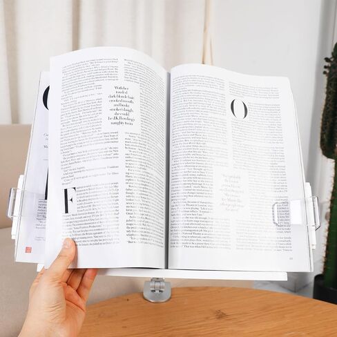 YOKIVE Book Stand for Reading, Adjustable Holder with 360° Rotating Arm & Page Clips, Portable Sturdy Book Holder, Great for Textbook (Silver, 10.3-inch) in Saudi Arabia