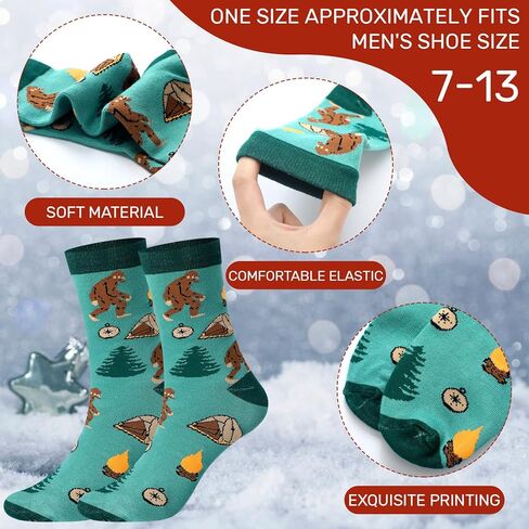 Haysandy 6 Pairs Sasquatch Lover Socks Novelty Crew Socks Gifts for Women Men Ideas Family Friends Funny Hide and Seek Christmas Xmas Stuff Gifts in Kuwait