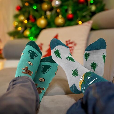 Haysandy 6 Pairs Sasquatch Lover Socks Novelty Crew Socks Gifts for Women Men Ideas Family Friends Funny Hide and Seek Christmas Xmas Stuff Gifts in Kuwait