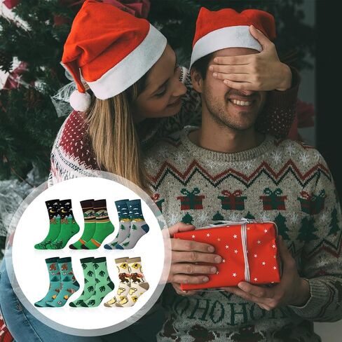 Haysandy 6 Pairs Sasquatch Lover Socks Novelty Crew Socks Gifts for Women Men Ideas Family Friends Funny Hide and Seek Christmas Xmas Stuff Gifts in Saudi Arabia
