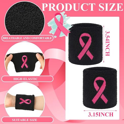 Xtinmee 6 مجموعات من الجوارب الوردية للتوعية بسرطان الثدي، أربطة رأس ناعمة للمعصم، جوارب عالية للركبة، جوارب دائرية بشريط وردي (نمط كلاسيكي) in Kuwait