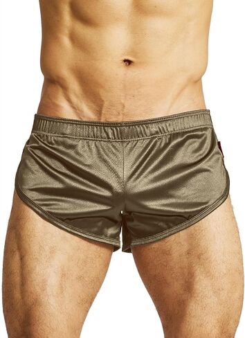 MIZOK Men's Large Split Sides Satin Shorts Breathable Pajama Bottom Boxer Short in Saudi Arabia