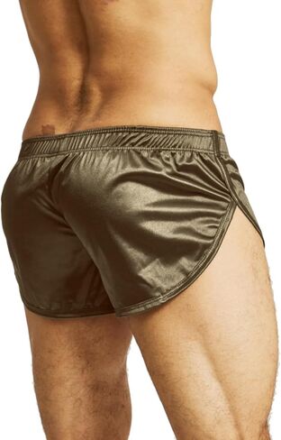 MIZOK Men's Large Split Sides Satin Shorts Breathable Pajama Bottom Boxer Short in Saudi Arabia