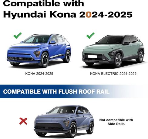 Roof Rack Cross Bars 220lbs Compatible with Hyundai Kona & Kona Electric 2024 2025,Heavy Duty Aluminum Lockable Roof Rails Crossbars Black Rooftop Cargo Carrier Luggage in Saudi Arabia