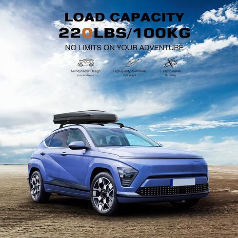 Roof Rack Cross Bars 220lbs Compatible with Hyundai Kona & Kona Electric 2024 2025,Heavy Duty Aluminum Lockable Roof Rails Crossbars Black Rooftop Cargo Carrier Luggage in Saudi Arabia