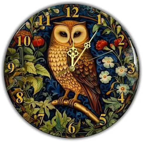 Owl. William Morris Round Wooden Wall Clock 11.4"" (29 cm), 441730 in Saudi Arabia