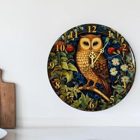 Owl. William Morris Round Wooden Wall Clock 11.4"" (29 cm), 441730 in Saudi Arabia