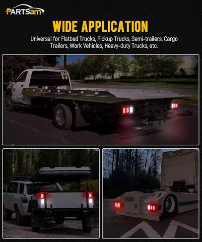 Partsam 2X 5x3 Inch Rectangle Reverse Backup Running Lights Clear Lens 24 LED Truck Trailer Hitch Tail Lights 12V IP67 Waterproof Sealed Flush Mount with 3 Prong Watertight Plug Rubber Grommet in Kuwait