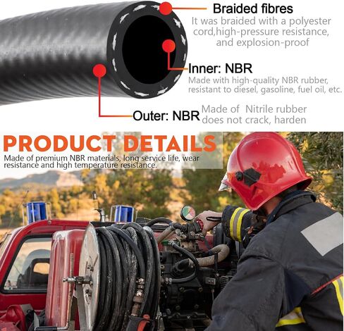 1/4 inch ID Fuel Line Hose 25FT NBR Rubber Push Lock Gas Hose High Pressure 300PSI for Automotive Fuel Systems Engines in Kuwait