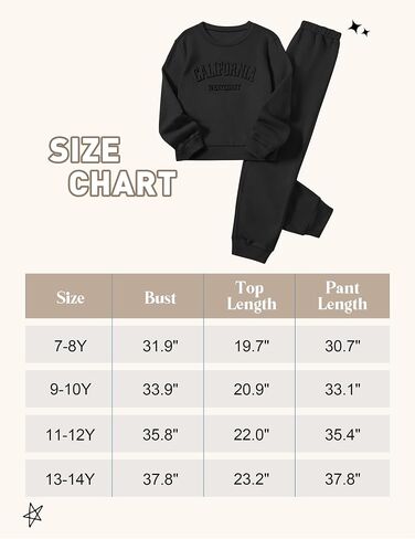 Girls Clothes Letter Graphic Crewneck Pullover Sweatshirt and Cuff Pants Sweatsuits Solid Color Clothes for Teen Girls in Saudi Arabia