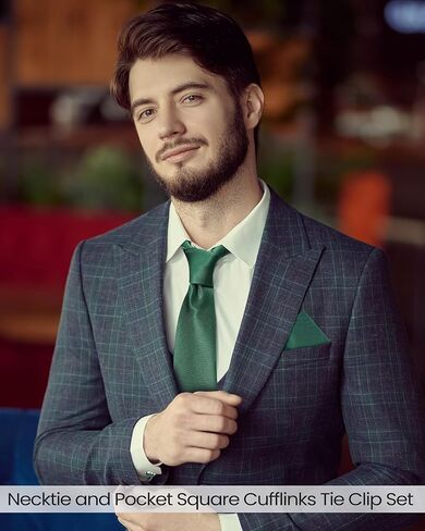 4 مجموعات من ربطات العنق الرسمية بلون واحد ومربع جيب مع أزرار أكمام ومشابك ربطات عنق رسمية للأعمال من الساتان للرجال in Kuwait