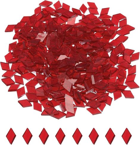 MECCANIXITY 200g Mosaic Tiles Rhombus Shape Glass Mosaic Tiles Stained Mosaic Glass Pieces for Home Decoration Art Crafts DIY Projects Orange Red in Saudi Arabia