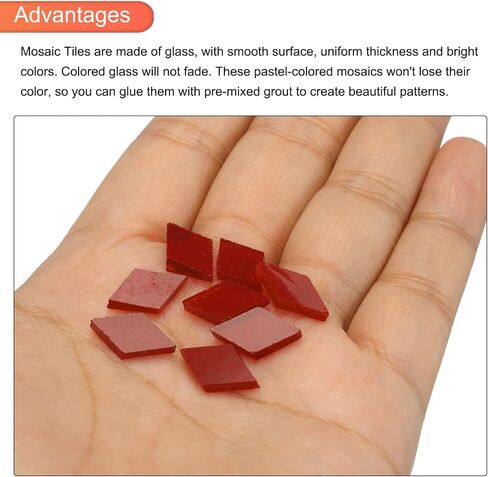 MECCANIXITY 200g Mosaic Tiles Rhombus Shape Glass Mosaic Tiles Stained Mosaic Glass Pieces for Home Decoration Art Crafts DIY Projects Orange Red in Saudi Arabia