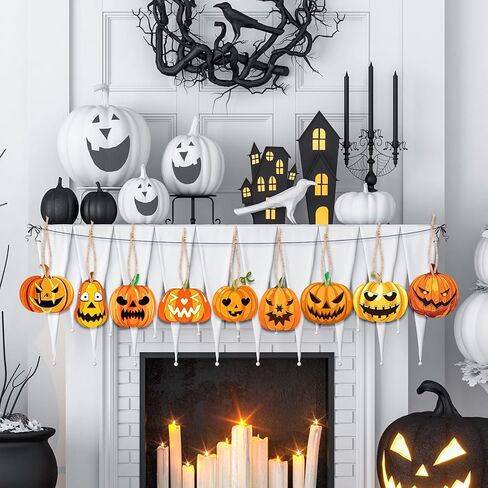 48 Pack Halloween Wooden Pumpkin Ornaments Jack O Lantern Pumpkin Wooden Slices Cutout Ornaments DIY Halloween Crafts Home Party Activities in Kuwait