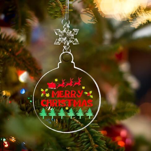 24 قطعة من فراغات زينة الأكريليك من GuassLee لتزيين شجرة عيد الميلاد - 3 بوصات فارغة مستديرة غير مكتملة من الأكريليك الشفاف مع دلايات خرز ندفة الثلج حلقات معدنية للأطفال علامات الحرف اليدوية in Kuwait