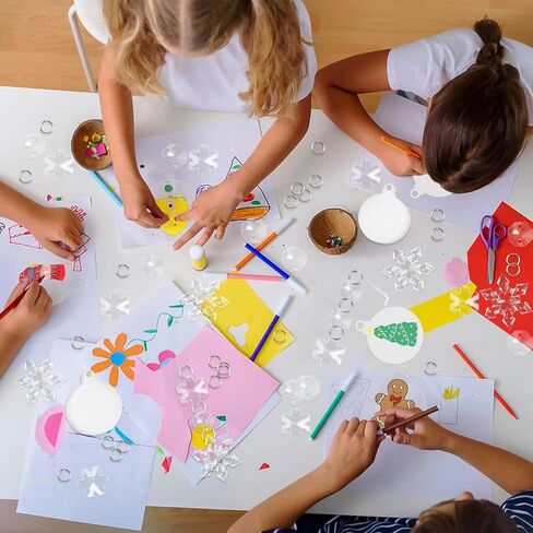 24 قطعة من فراغات زينة الأكريليك من GuassLee لتزيين شجرة عيد الميلاد - 3 بوصات فارغة مستديرة غير مكتملة من الأكريليك الشفاف مع دلايات خرز ندفة الثلج حلقات معدنية للأطفال علامات الحرف اليدوية in Kuwait