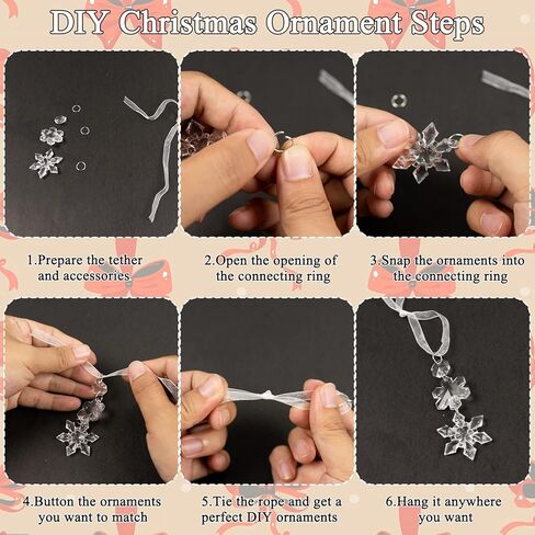 24 قطعة من فراغات زينة الأكريليك من GuassLee لتزيين شجرة عيد الميلاد - 3 بوصات فارغة مستديرة غير مكتملة من الأكريليك الشفاف مع دلايات خرز ندفة الثلج حلقات معدنية للأطفال علامات الحرف اليدوية in Kuwait