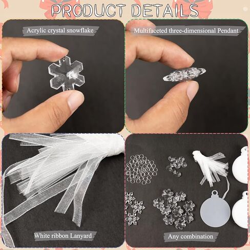 24 قطعة من فراغات زينة الأكريليك من GuassLee لتزيين شجرة عيد الميلاد - 3 بوصات فارغة مستديرة غير مكتملة من الأكريليك الشفاف مع دلايات خرز ندفة الثلج حلقات معدنية للأطفال علامات الحرف اليدوية in Kuwait