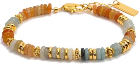Natural Gemstone Bracelet for Women Healing Crystal Stone Flat Bead Bracelet Handmade 8 Inch Bracelet Jewelry in Saudi Arabia